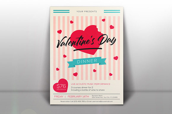 Valentines Day Dinner Flyers in Flyer Templates - product preview 2