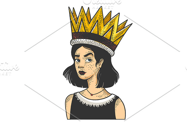 Girl in huge giant royal crown