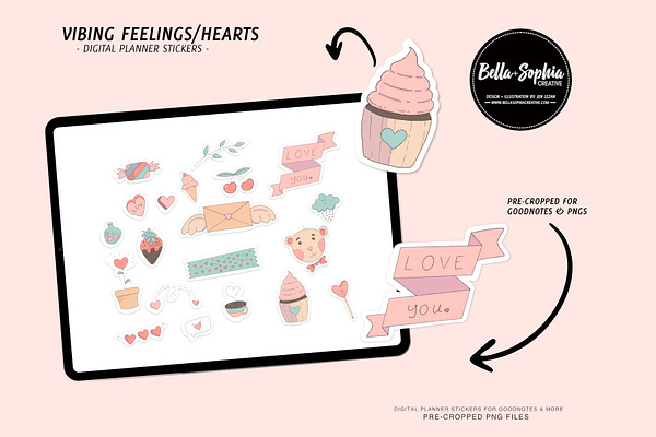 Hearts Digital Planner Sticker Set