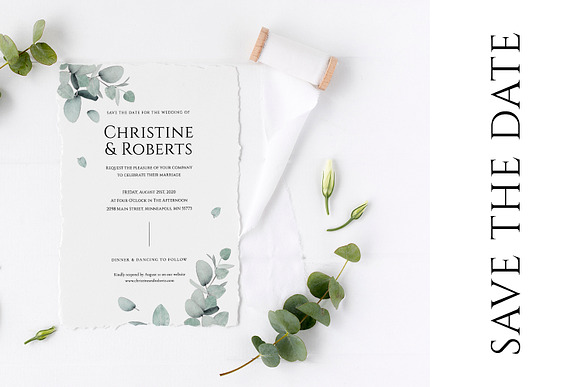 Eucalyptus Wedding Invitation Suite in Wedding Templates - product preview 1