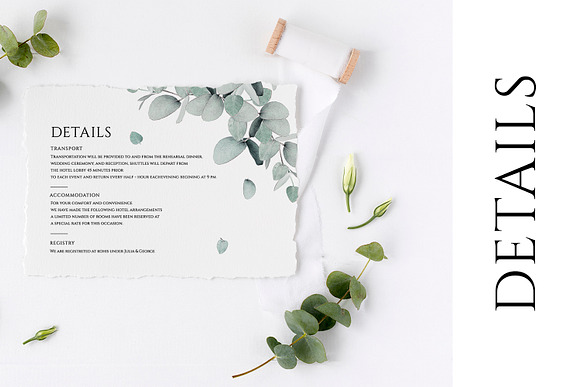 Eucalyptus Wedding Invitation Suite in Wedding Templates - product preview 4