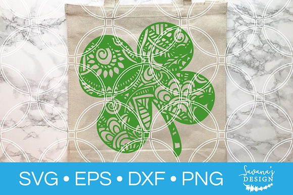 Four Leaf Clover Mandala SVG in Illustrations - product preview 1