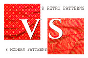 8 Modern & 8 Retro seamless patterns