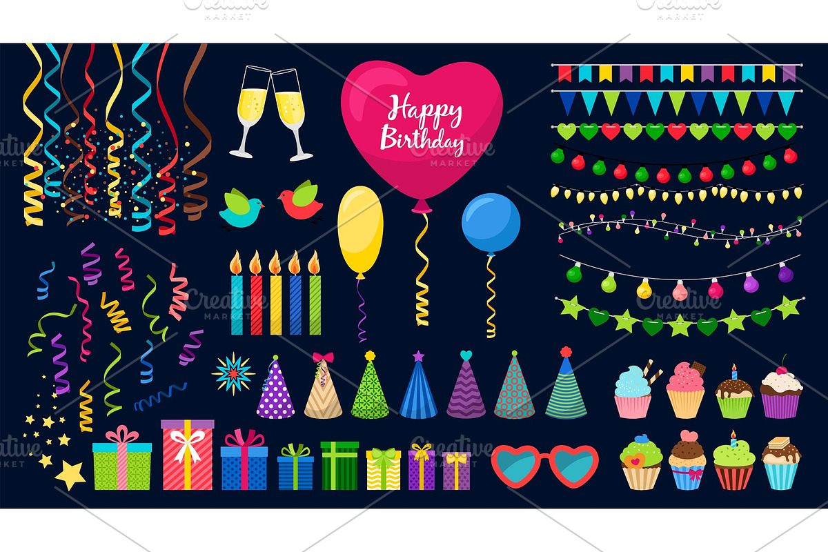 Birthday party collection in Illustrations - product preview 8