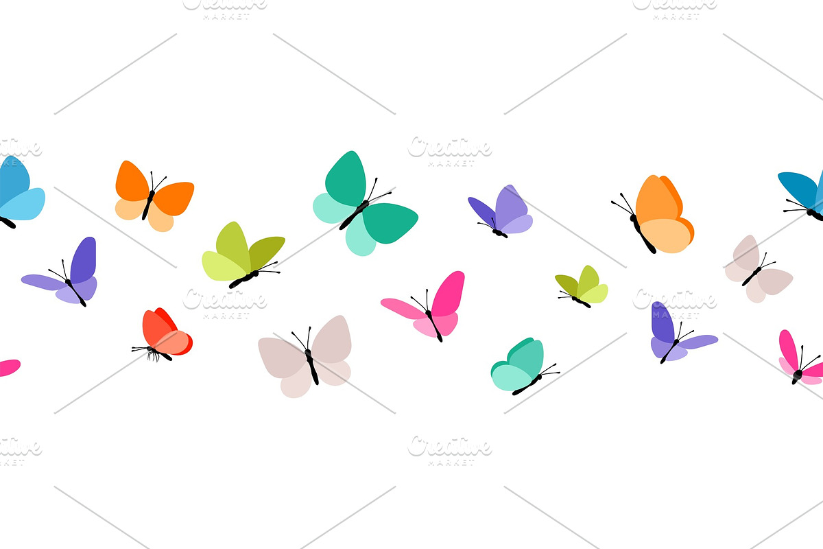 Color flying butterflies seamless in Illustrations - product preview 8