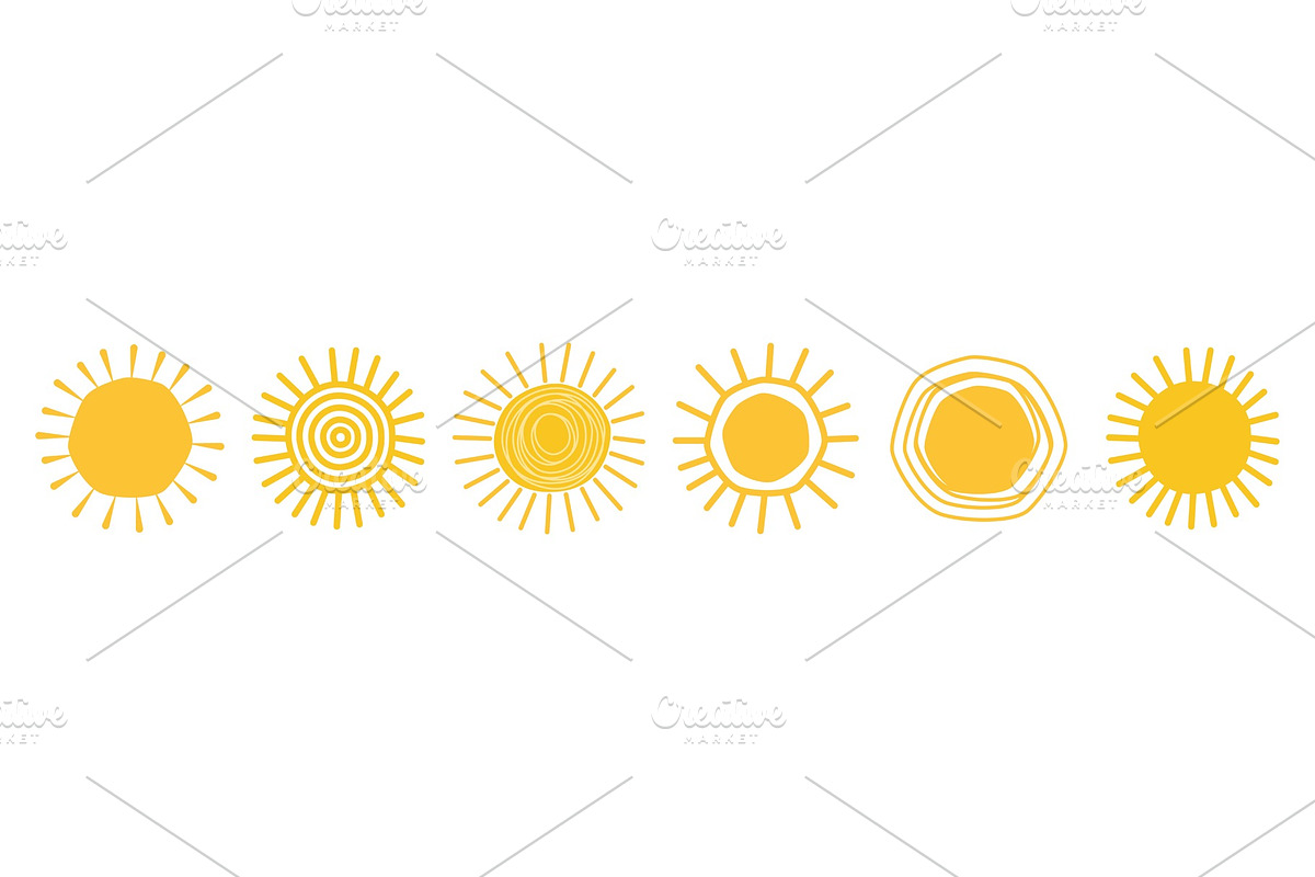 Doodle sun icons in Illustrations - product preview 8