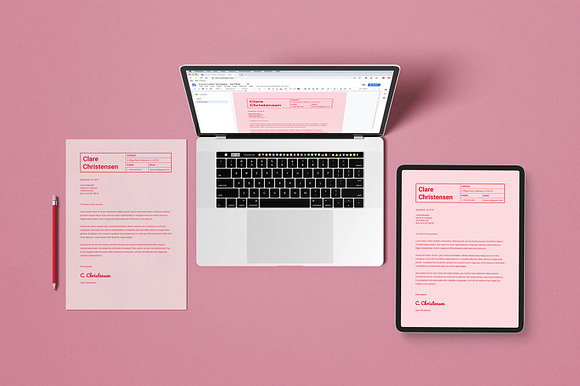Pink Google Docs Resume Template in Resume Templates - product preview 3