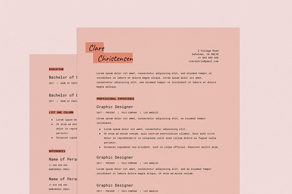 Nude Peach Google Docs CV Template
