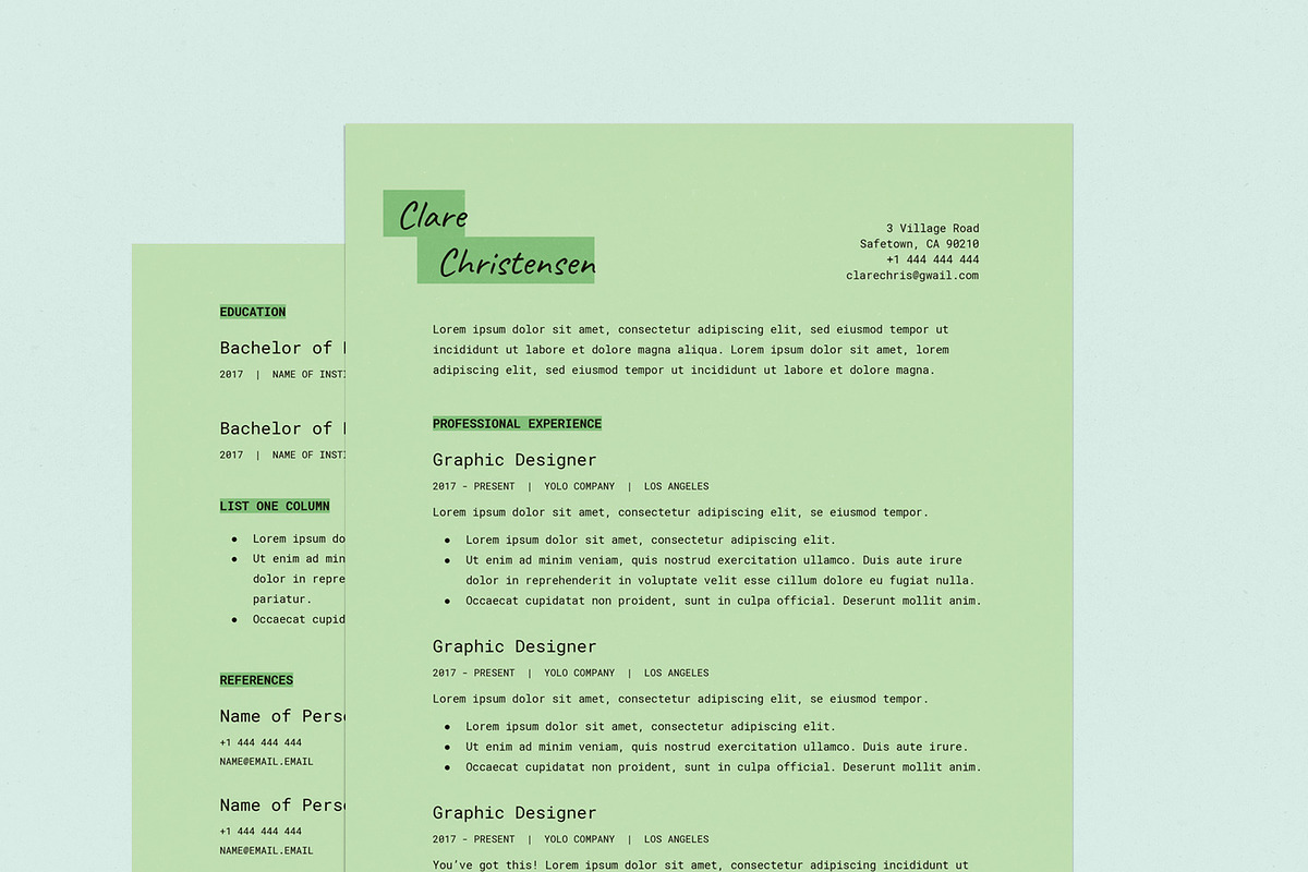 Mint Google Docs Resume Template in Resume Templates - product preview 8