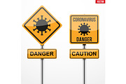 Coronavirus warning square signs