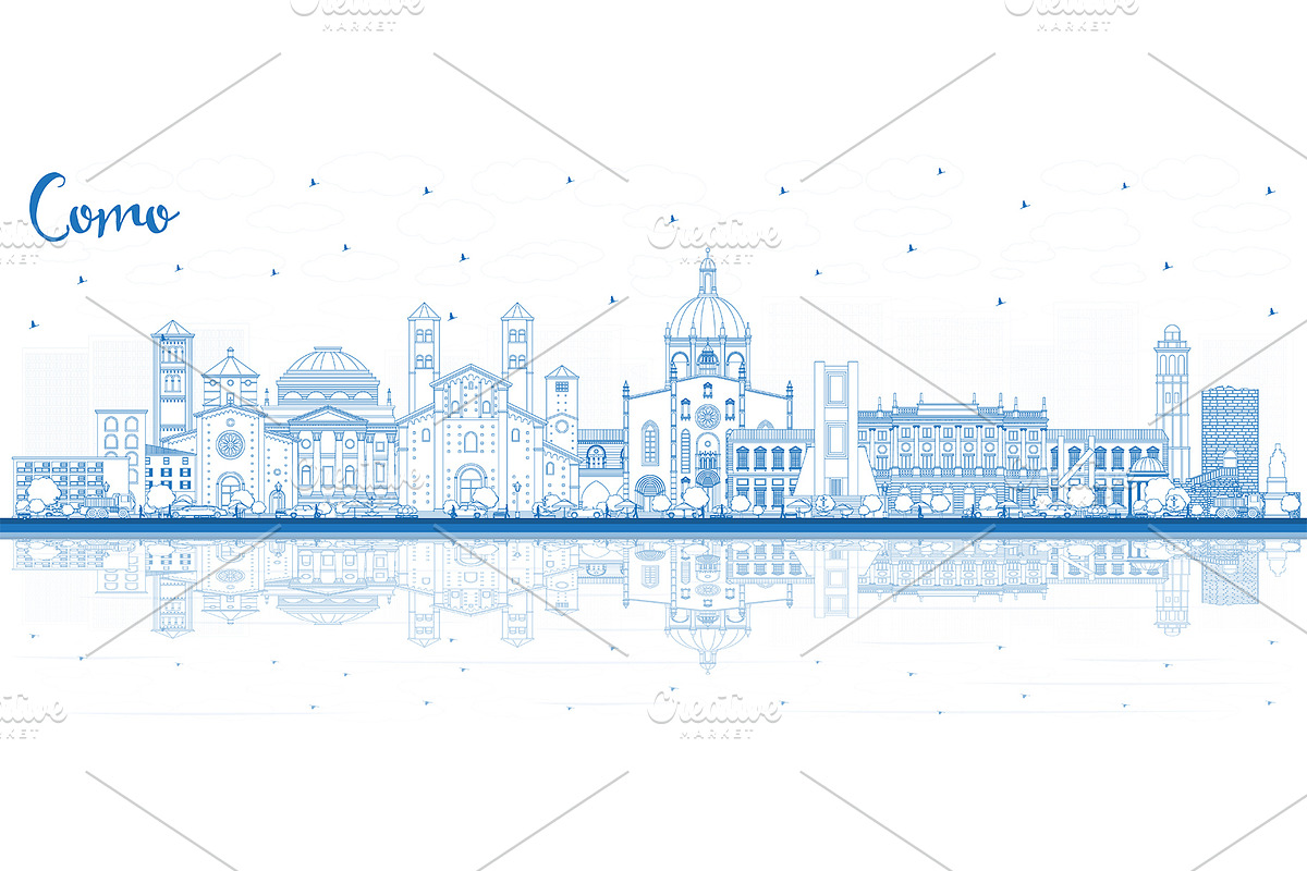 Outline Como Italy City Skyline in Illustrations - product preview 8