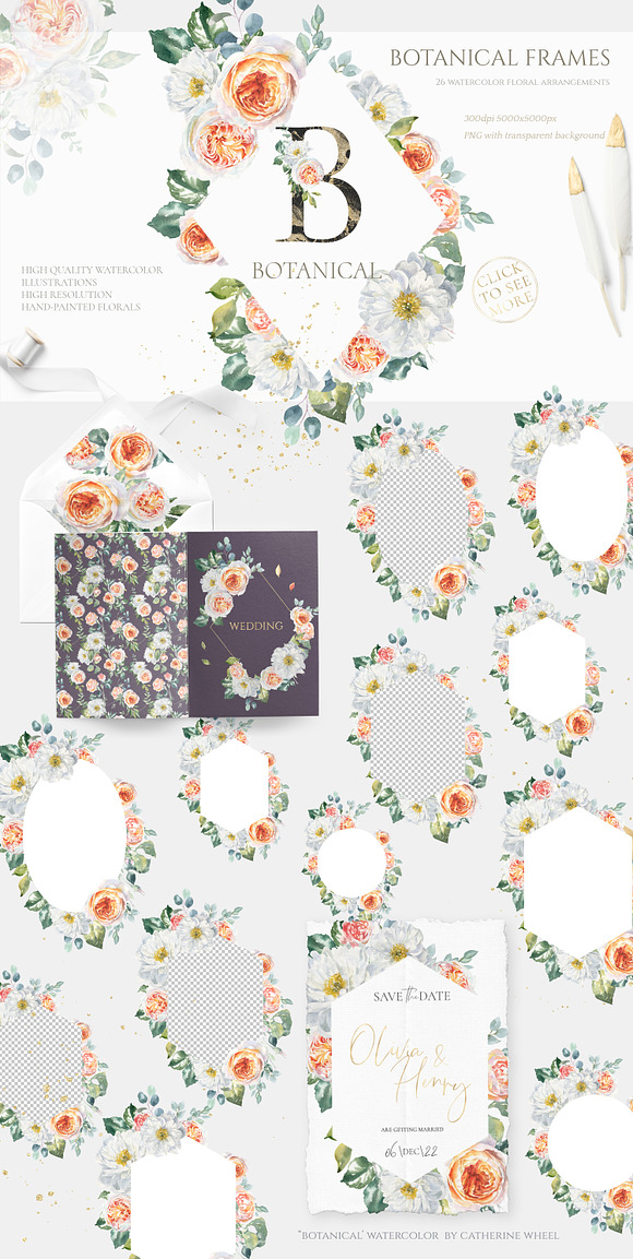Botanical Watercolor Luxury Florals in Illustrations - product preview 4