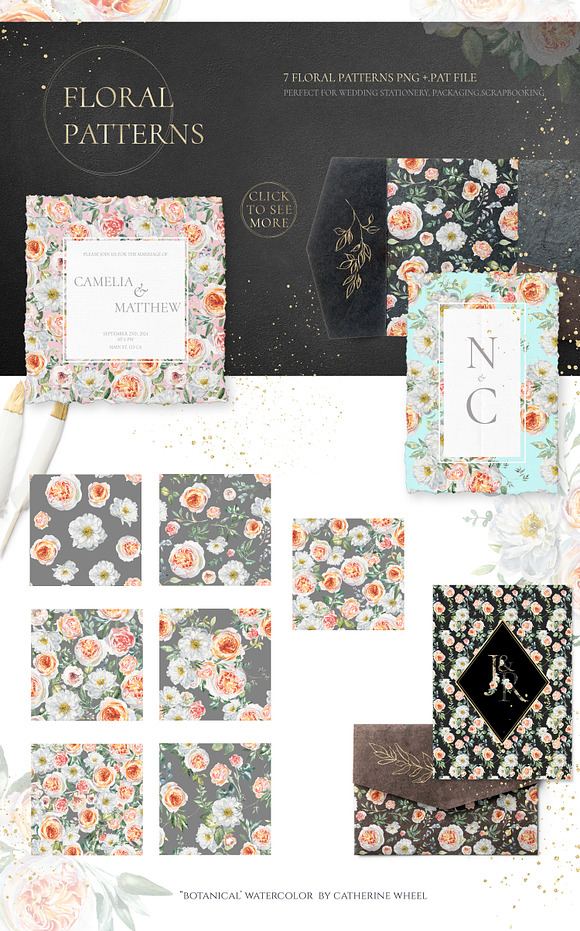 Botanical Watercolor Luxury Florals in Illustrations - product preview 14