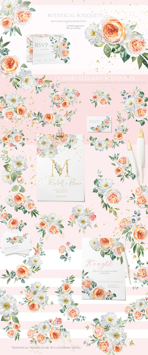 Botanical Watercolor Luxury Florals in Illustrations - product preview 15