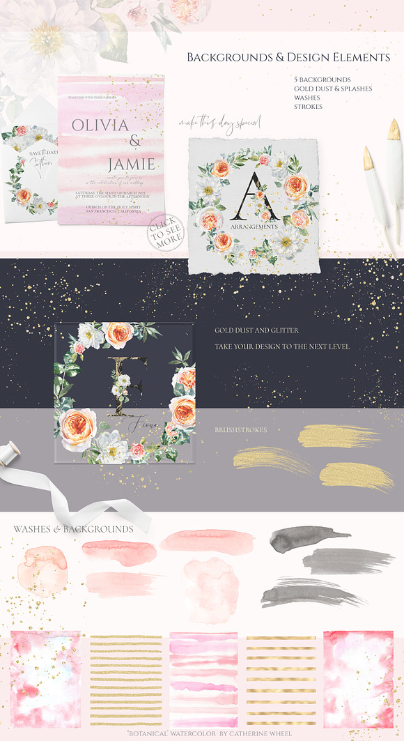 Botanical Watercolor Luxury Florals in Illustrations - product preview 16