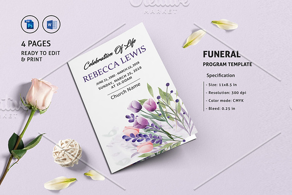 Funeral Program Template - V993