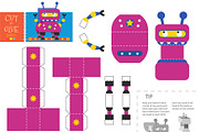 Cut and glue robot toy vector game