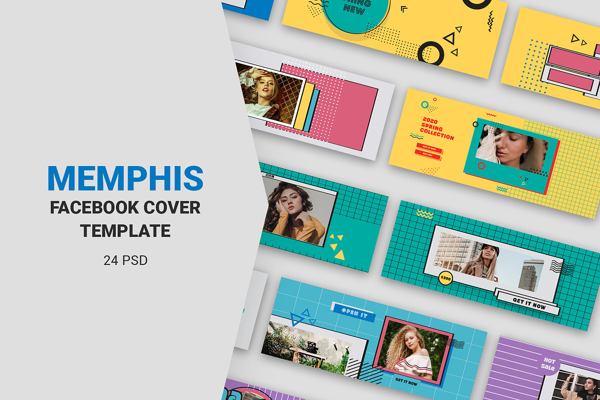Memphis Facebook Cover Templates in Facebook Templates - product preview 8
