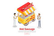 Hot Sausage Trolley in Isometric