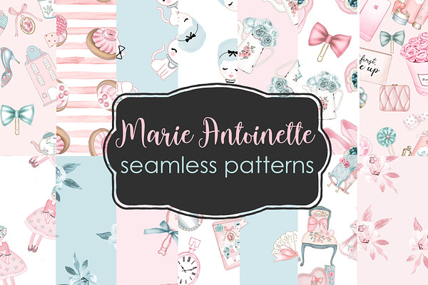 Marie Antoinette seamless pattern