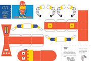 Cut and glue robot toy vector game