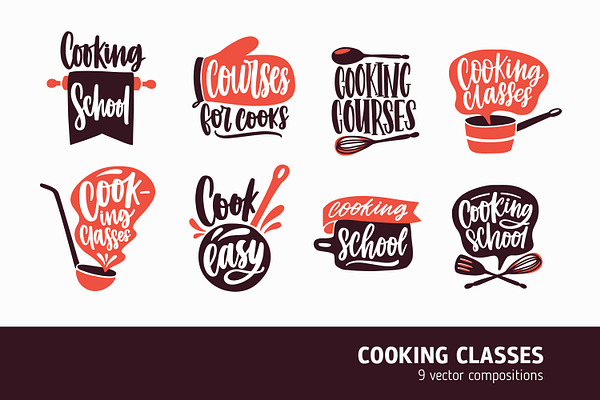 Cooking classes logo set