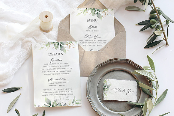Eucalyptus & Gold Wedding Suite in Wedding Templates - product preview 4