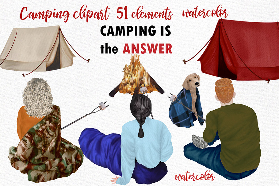 Camping clipart People Clipart in Illustrations - product preview 8