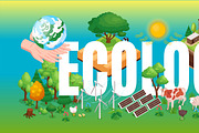 Ecology isometric horizontal banner
