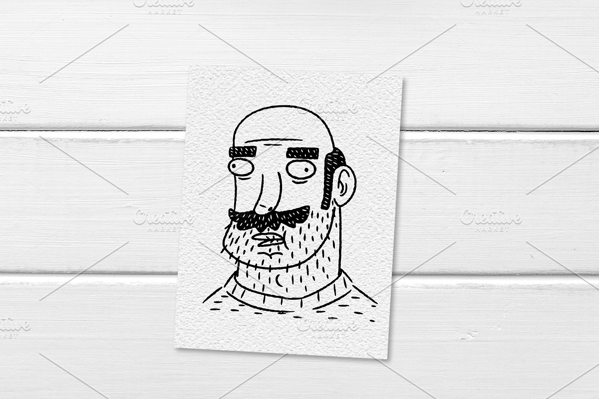 Portrait of a bald cute man. in Illustrations - product preview 8