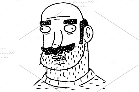 Portrait of a bald cute man. in Illustrations - product preview 1