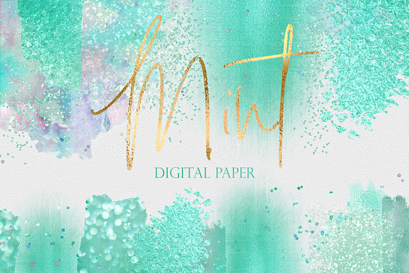 Mint Foil Digital Paper in Textures - product preview 5
