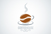 Coffee cup bean design vector.