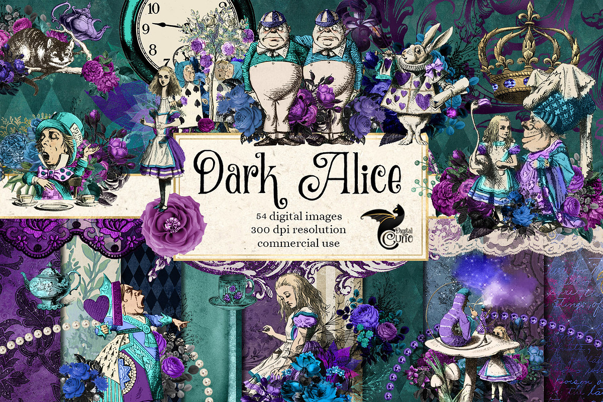 Dark Alice in Wonderland Graphics in Illustrations - product preview 8