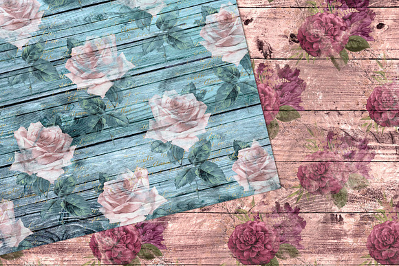 Shabby Chic Wood Digital Paper in Textures - product preview 2