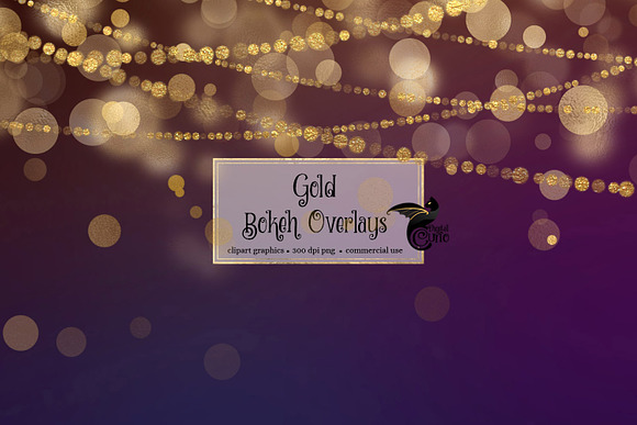 Gold Bokeh Overlays in Illustrations - product preview 3