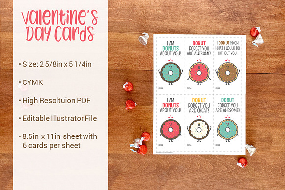 Donut Valentine's Day Cards in Postcard Templates - product preview 2