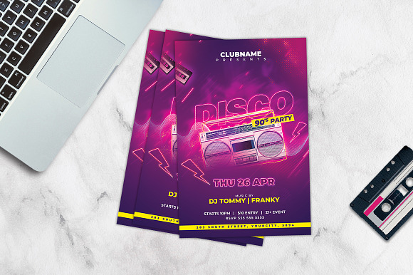 90s Party Flyer Template in Flyer Templates - product preview 1