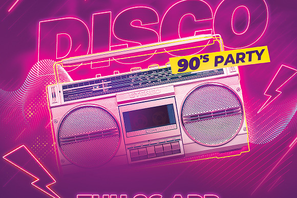 90s Party Flyer Template in Flyer Templates - product preview 2