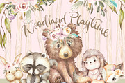 woodland animals clipart watercolor