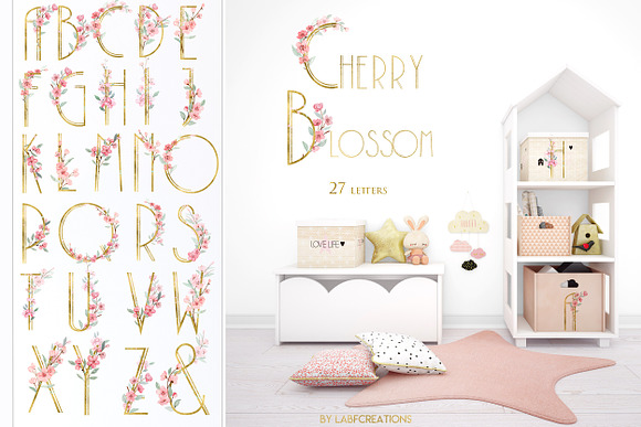 Cherry Blossom Watercolor flowers in Illustrations - product preview 3