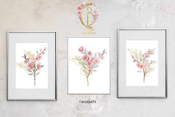 Cherry Blossom Watercolor flowers in Illustrations - product preview 4