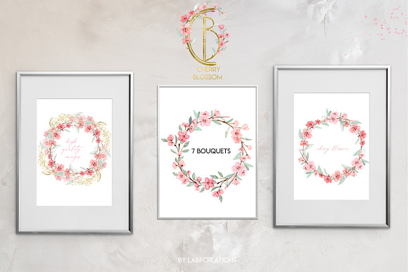 Cherry Blossom Watercolor flowers in Illustrations - product preview 6