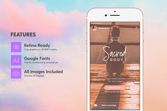 SALE 2in1 Unicorn Yoga Edition in Instagram Templates - product preview 5