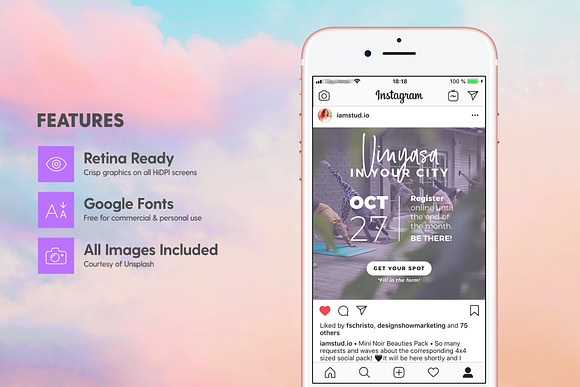 SALE 2in1 Unicorn Yoga Edition in Instagram Templates - product preview 12