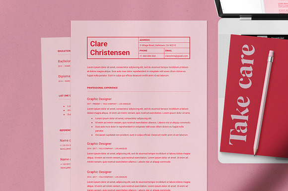 Pink Google Docs Resume Template in Resume Templates - product preview 4