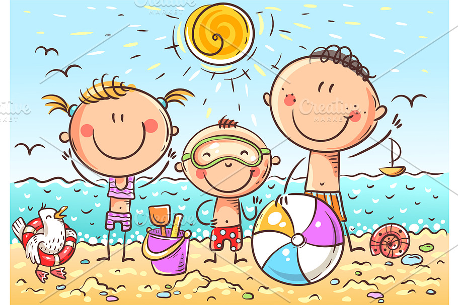 Happy kids at the seaside in Illustrations - product preview 8