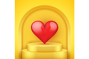 Yellow podium with heart and arch