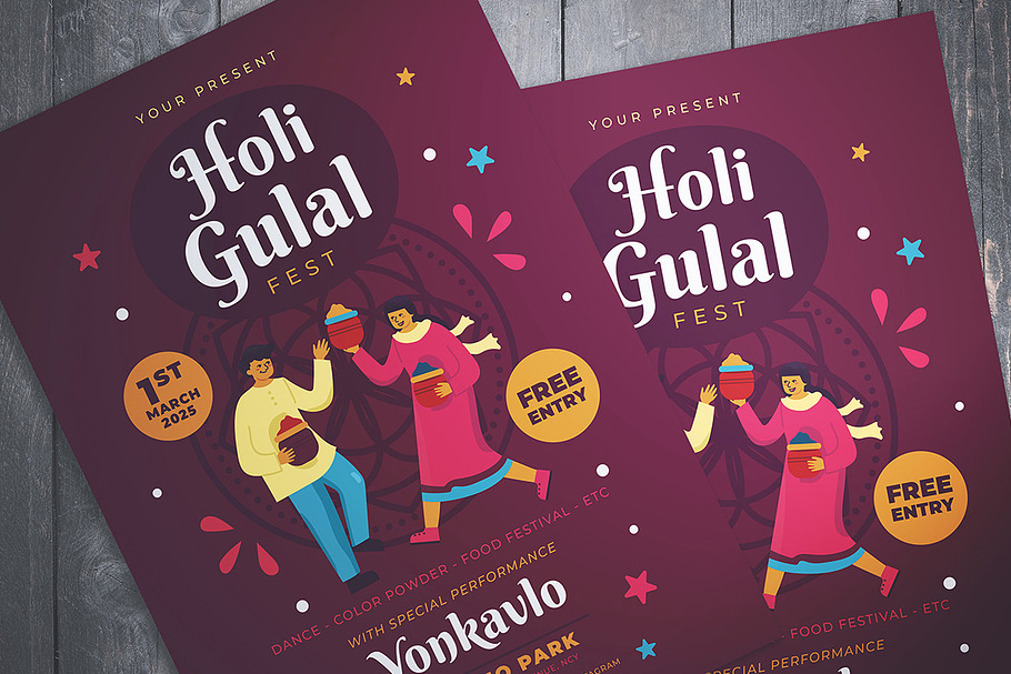 Holi Gulal Fest Flyer in Flyer Templates - product preview 8