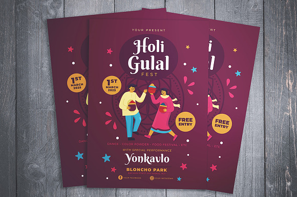 Holi Gulal Fest Flyer in Flyer Templates - product preview 1